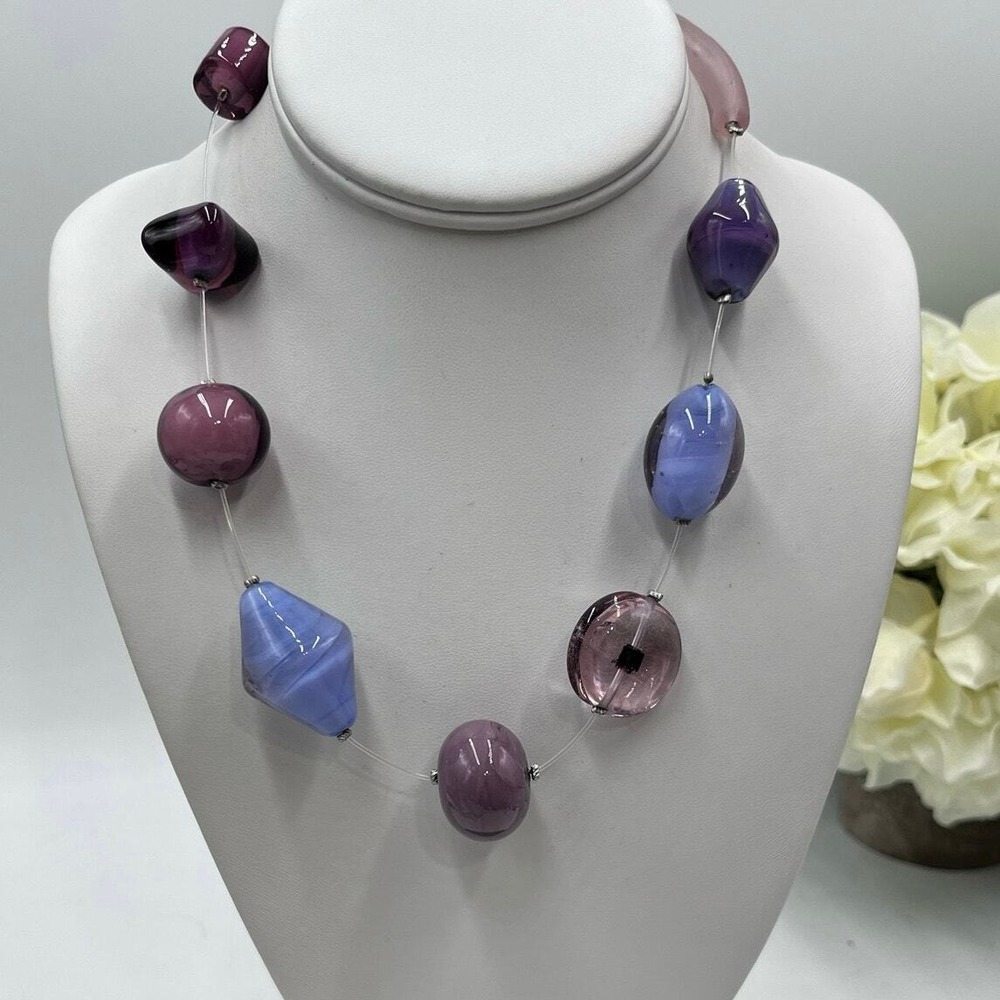 Sent Designers Marina Susanna Murano Handmade Purple Italy Handcrafted Necklace
